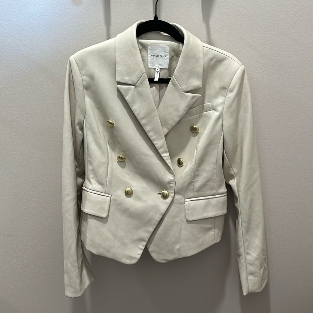 Gorgeous Vegan Leather Cream Fall Jacket